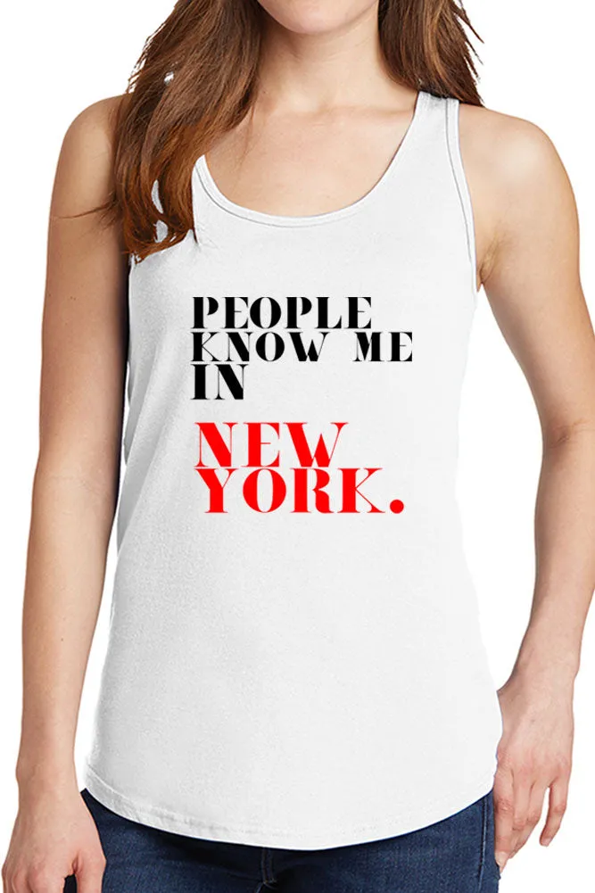 Women's People Know Me in New York Core Cotton Tank Tops -XS~4XL