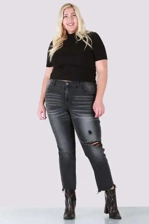 Women's Plus Relaxed Grey Skinny Jeans