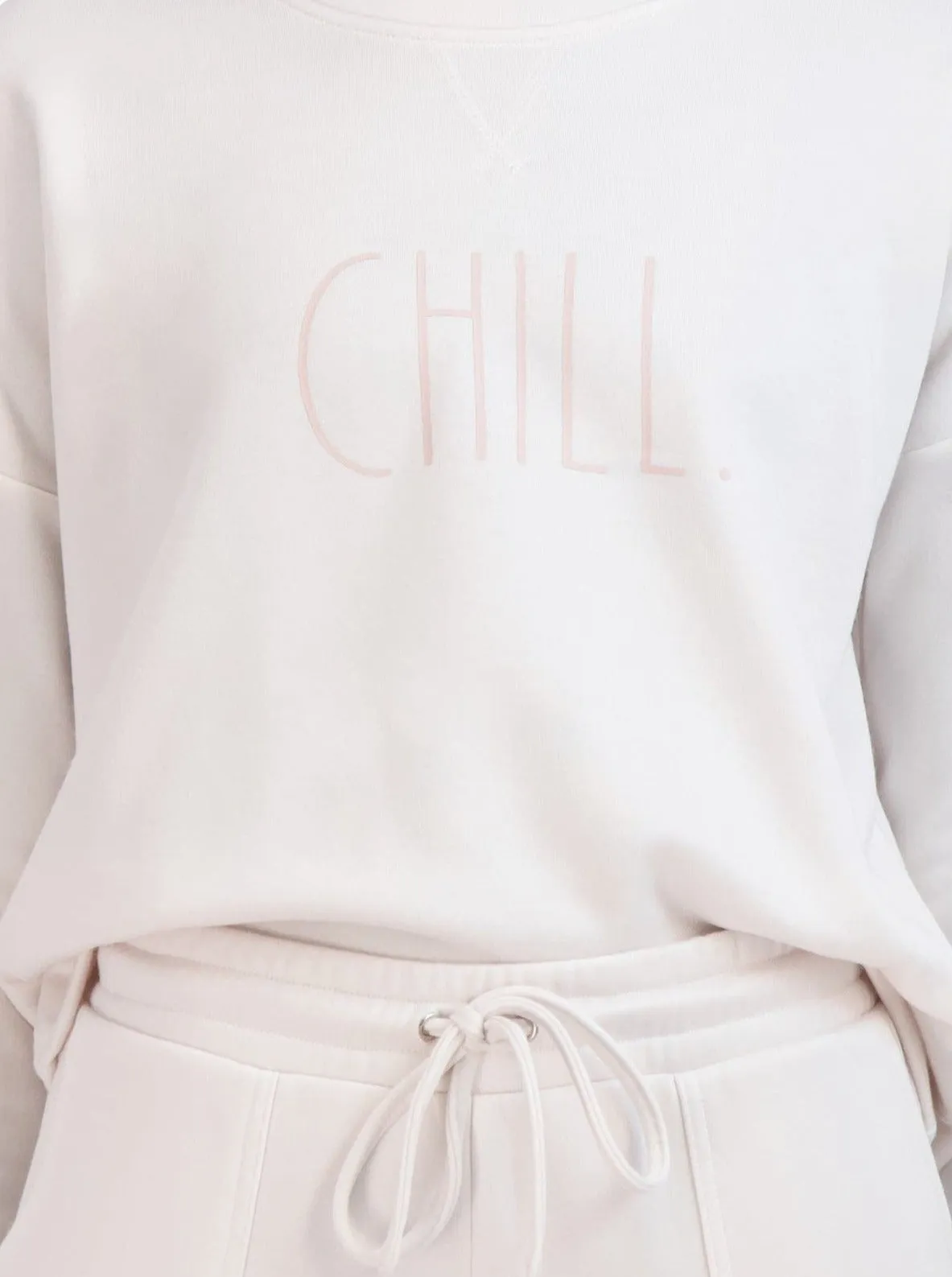 Women's "CHILL" Pullover Sweatshirt and Drawstring Sweatpants 2-Piece Lounge Set