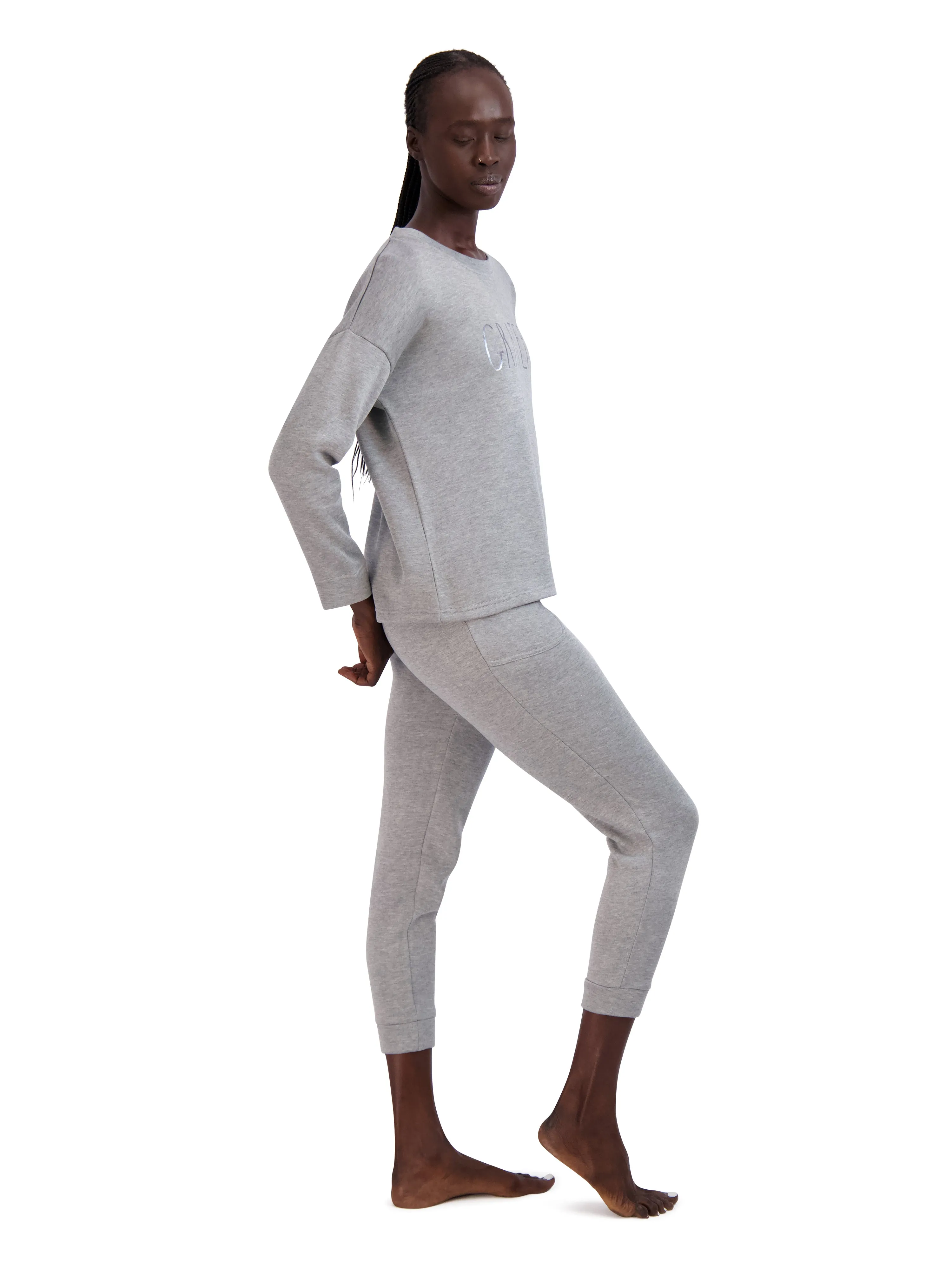 Women's "GRATEFUL" Pullover Sweatshirt and Drawstring Sweatpants 2-Piece Lounge Set