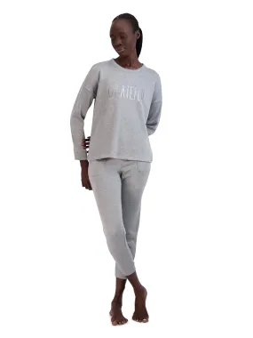 Women's "GRATEFUL" Pullover Sweatshirt and Drawstring Sweatpants 2-Piece Lounge Set